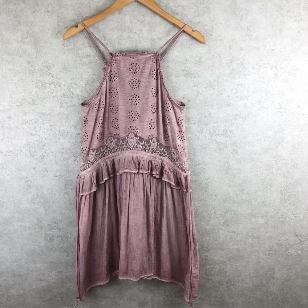 TopShop Mauve Blush Eyelet Tent Swing Dress